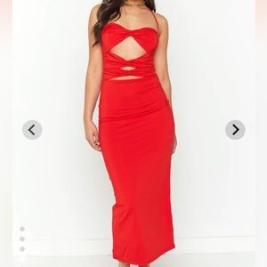 BRAND NEW Beginning Boutique Red Cut Out Midi Dress in Size 6